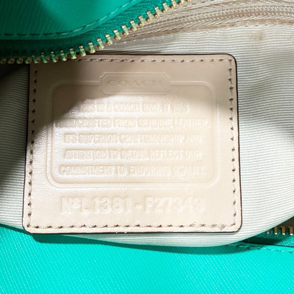 Coach Purse Peyton Saffiano Leather Zip Top Tote Handbag NoA1481-F27349 Green - Picture 6 of 6